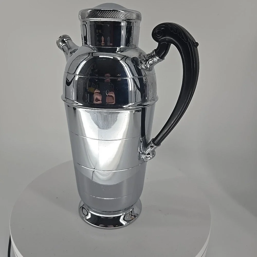 Vintage Farber‎ Bros Krome Kraft Art Deco Chrome Cocktail Shaker Bakelite Handle